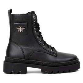 Olivier Botas de invierno de mujer de piel con aislamiento 1186 negro
