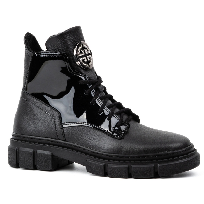 Olivier Botas de invierno de piel con aislamiento para mujer 1169 negro