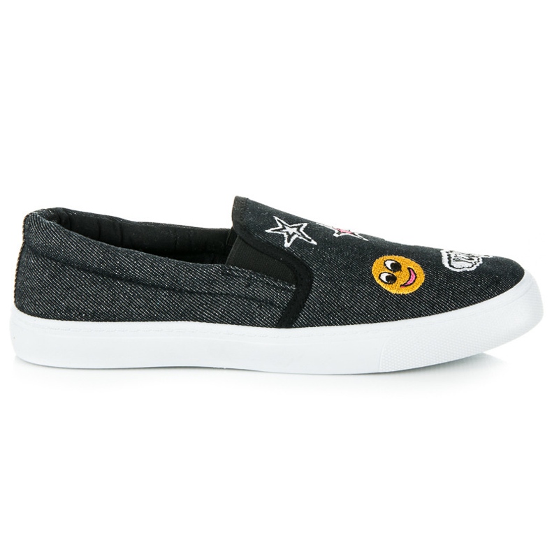 Balada Slipons de mezclilla con parches negro