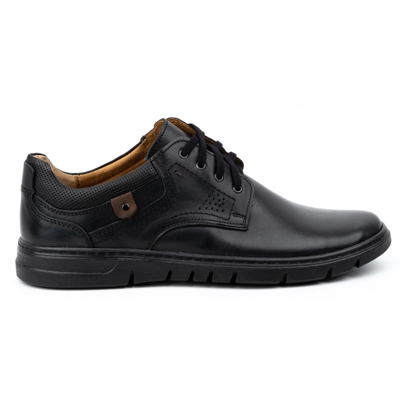 Kampol Zapatos casual de piel para hombre 57KAM, negro
