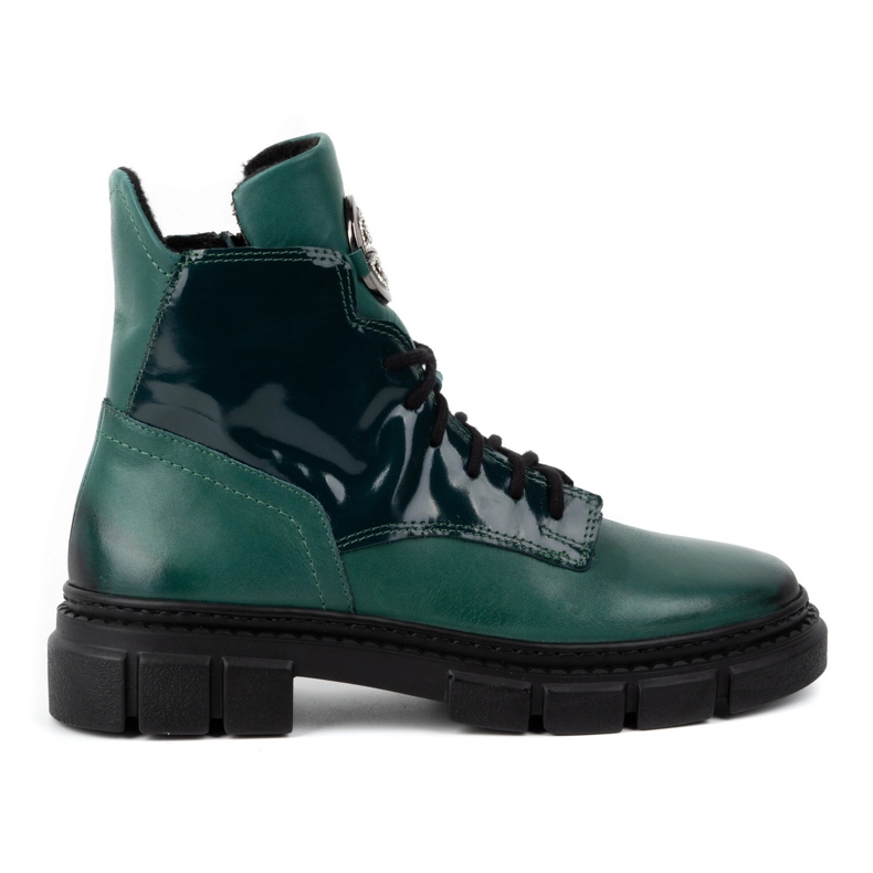 Olivier Botas de invierno mujer de piel con aislamiento 1169 verde