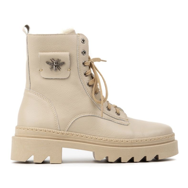 Olivier Botas de invierno de piel con aislamiento para mujer 1186, beige