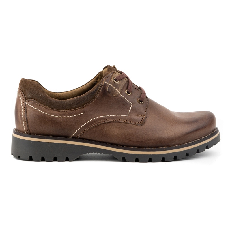 KOMODO Zapatos de cuero para hombre, zapatos polacos 879 marrón