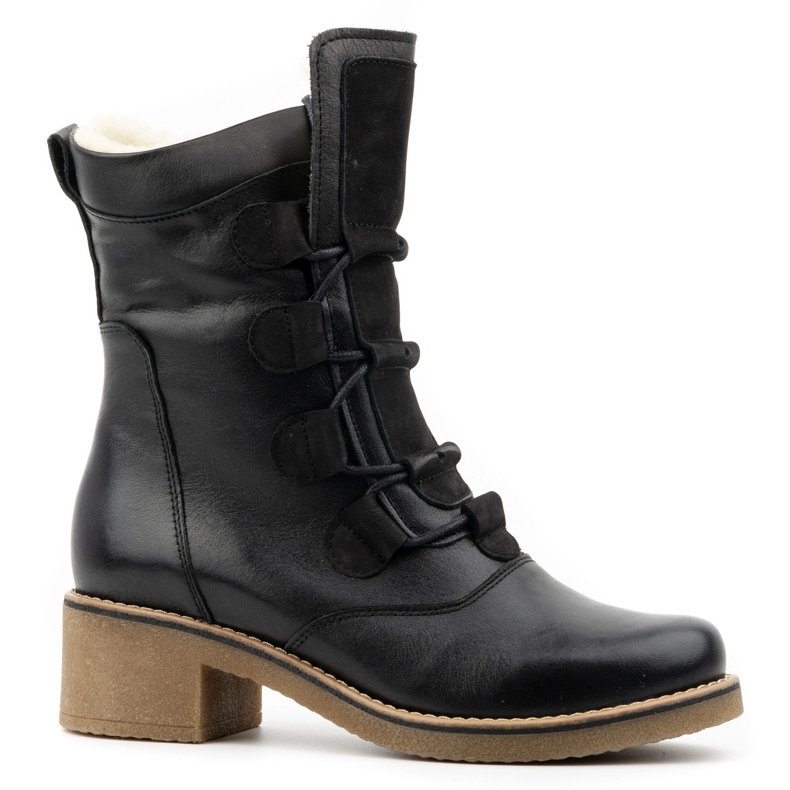 Olivier Botas de mujer elegantes de piel con aislamiento de lana 317BB, negro