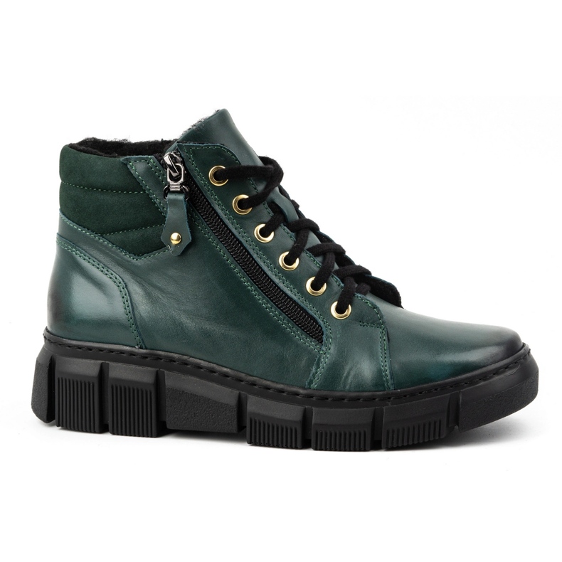 Olivier Botas de invierno mujer de piel con aislamiento 1180 verde