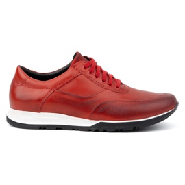Olivier Calzado casual deportivo hombre piel 902KNT rojo