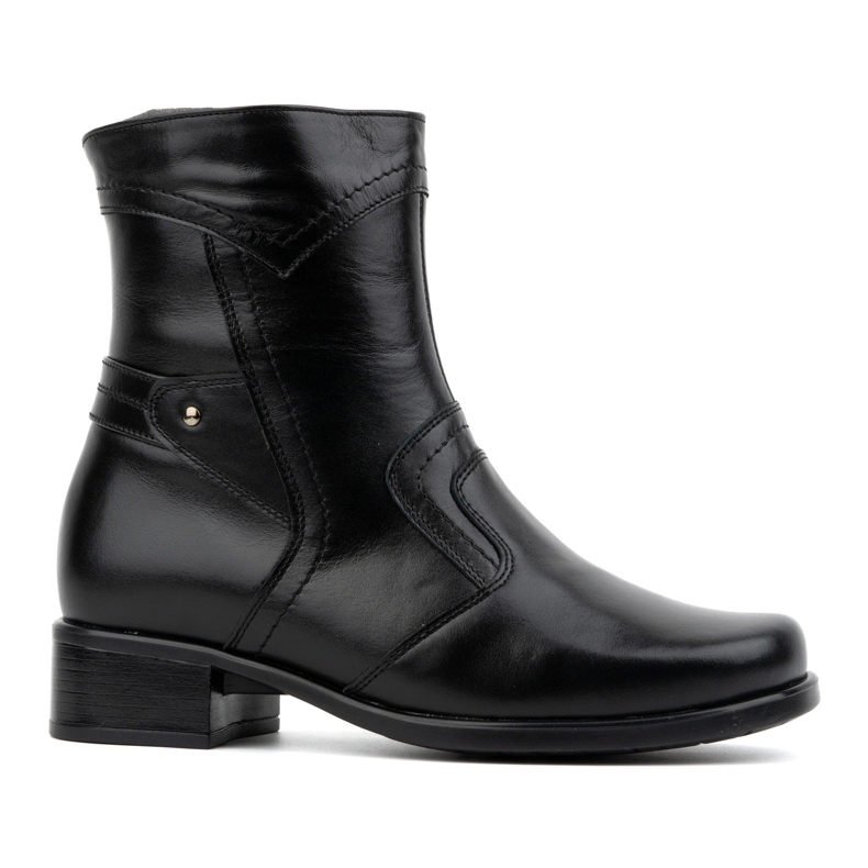 Olivier Botines aislantes de piel para mujer con cremallera 888BB, negro