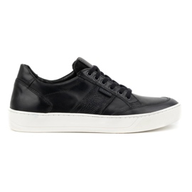 Olivier Zapatos casual de piel para hombre 873KNT, negro
