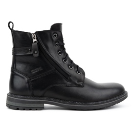 Kampol Zapatos de piel de tacón para hombre 155KAM, negro