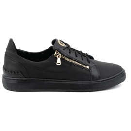 Zapatos casual de hombre fabricados en piel natural POLBUT 2125, negro