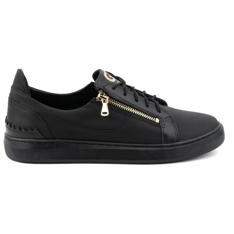 Zapatos casual de hombre fabricados en piel natural POLBUT 2125, negro