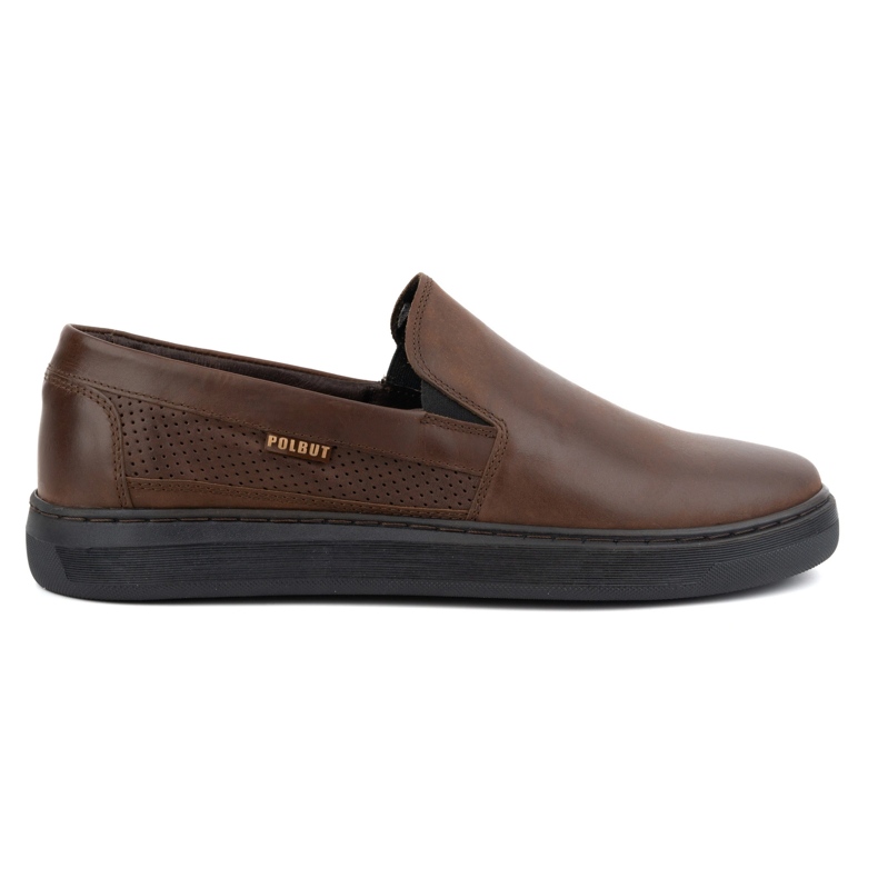 Zapatos sin cordones para hombre fabricados en piel natural POLBUT 2124P, marrón