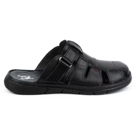 Pantuflas de piel para hombre KAMPOL Polskie stogie 221KAM negro