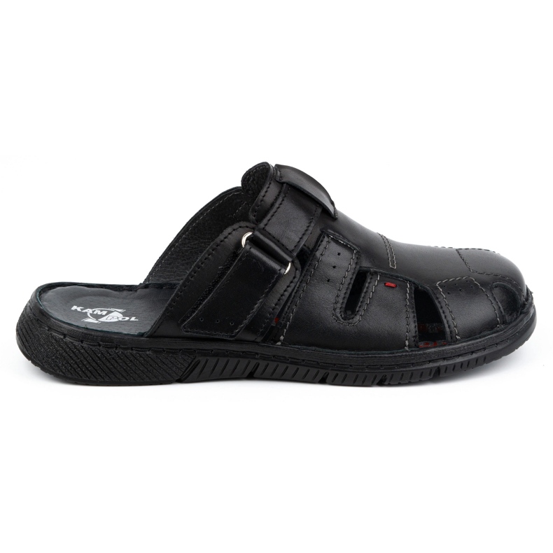 Pantuflas de piel para hombre KAMPOL Polskie stogie 221KAM negro Pantuflas de piel para hombre KAMPOL Polskie stogie 221KAM negro