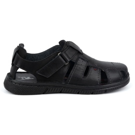 Kampol Sandalias hombre piel con velcro 222 Kam, negro