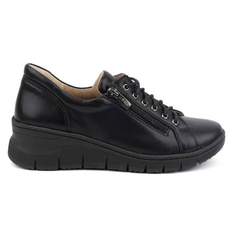 Olivier Zapatos de mujer de piel con suela gruesa 1236, negro