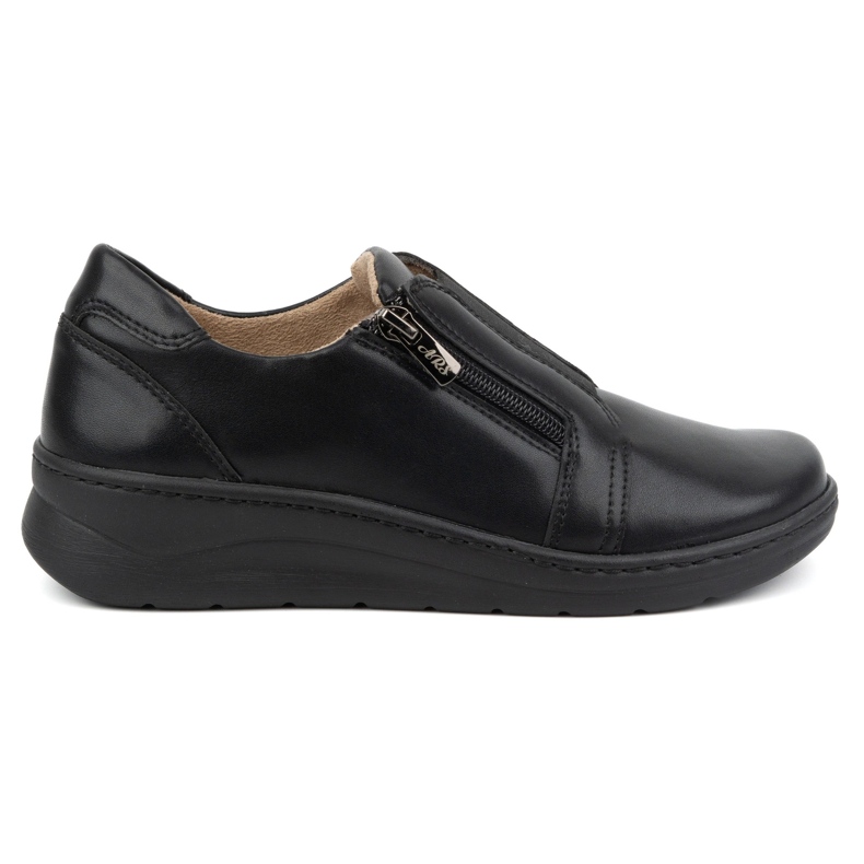 Olivier Zapatos mujer de piel con cremallera 1228, negro
