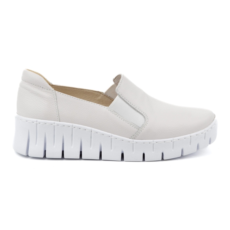 WASAK Zapatos de mujer de piel, salones sin cordones 0721W, blanco