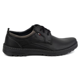 Olivier Zapatos casual hombre de piel con cordones 309GT, negro