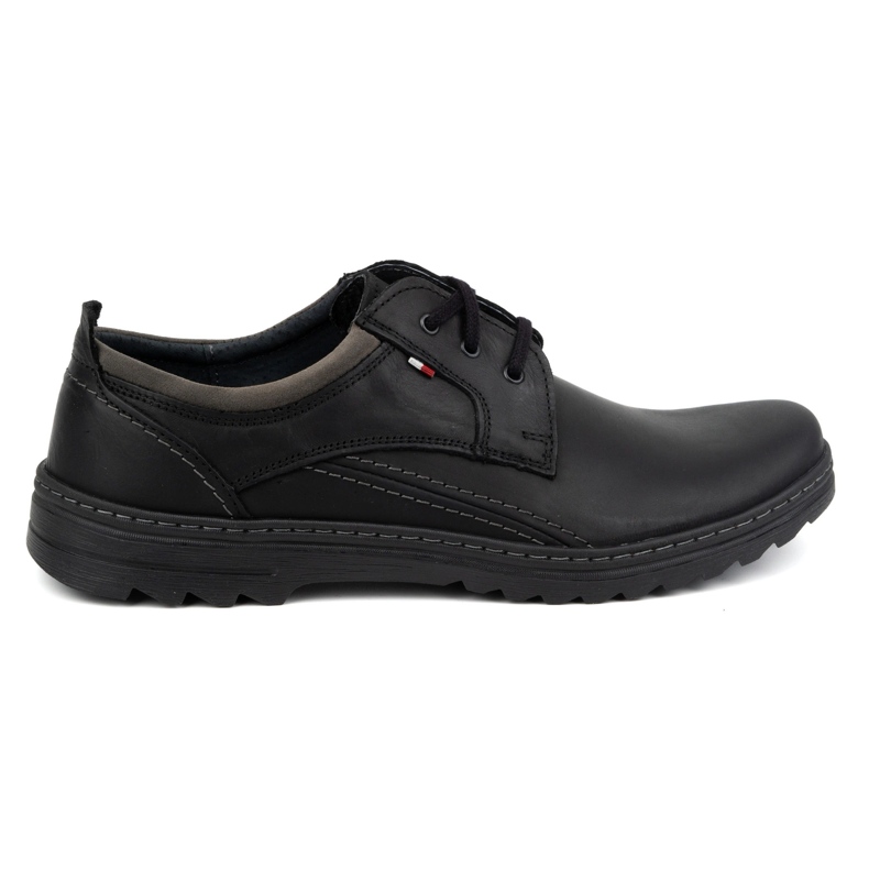 Olivier Zapatos casual hombre de piel con cordones 309GT, negro