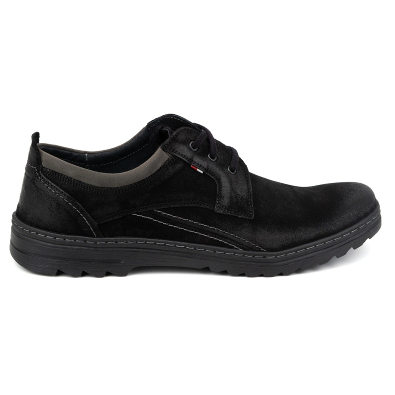 Olivier Zapatos casual con cordones para hombre en piel, ante 309GT, negro