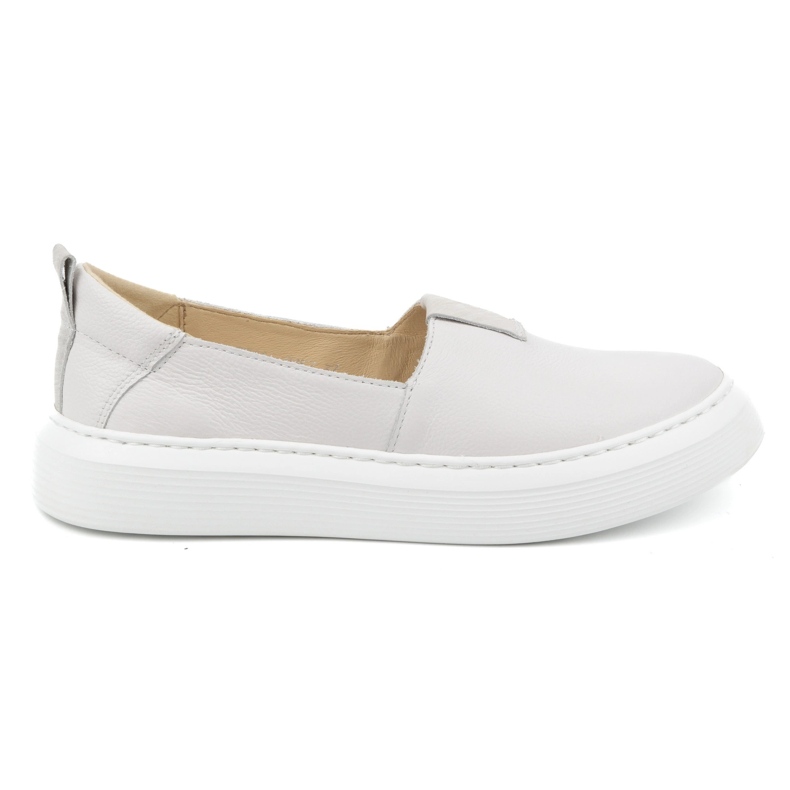 WASAK Zapatos de mujer de piel, salones sin cordones 0711W, blanco