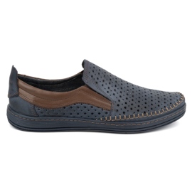 Olivier Mocasines calados de hombre para verano 590MP, azul marino