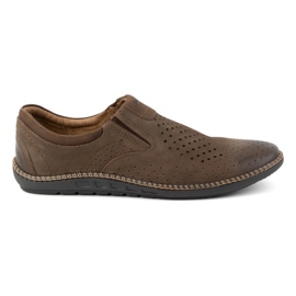 Joker Zapatos de hombre, mocasines de piel calada 937L, marrón