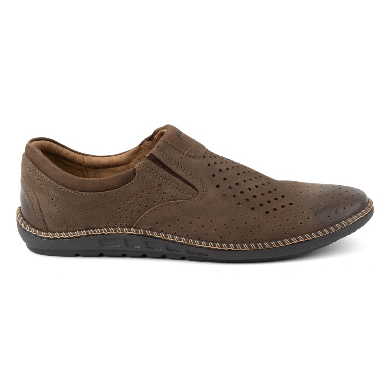 Joker Zapatos de hombre, mocasines de piel calada 937L, marrón