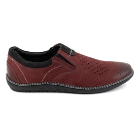 Joker Zapatos de hombre, mocasines de piel 937L, burdeos rojo