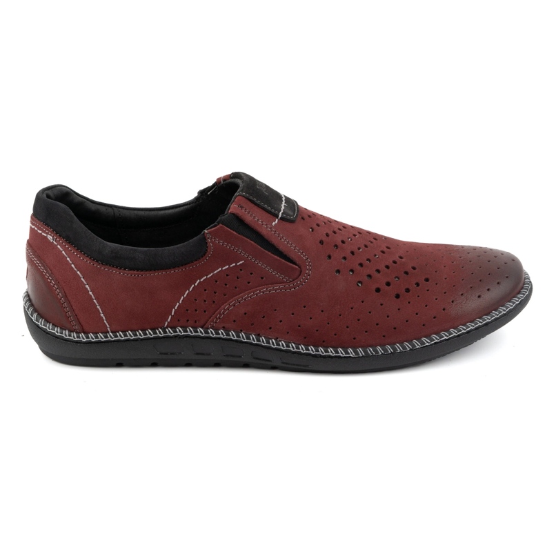Joker Zapatos de hombre, mocasines de piel 937L, burdeos rojo