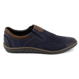Joker Zapatos de hombre, mocasines de piel 937L, azul marino.