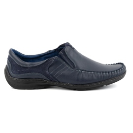 KOMODO Zapatos de hombre, mocasines de piel sin cordones 627K, azul marino