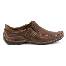 KOMODO Zapatos de hombre, mocasines de piel 627K, marrón