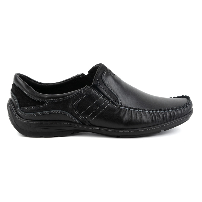 KOMODO Zapatos de hombre, mocasines de piel 627K, negro