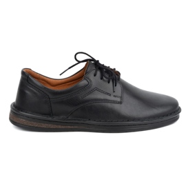 Olivier Zapatos informales clásicos de piel con cordones para hombre 925A, negro