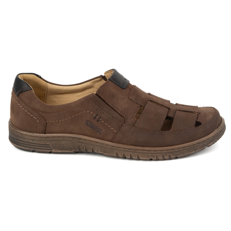Kampol Zapatos casual hombre piel 86KAM nobuck marrón