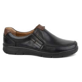 Kampol Zapatos informales sin cordones de piel para hombre 58KAM, negro