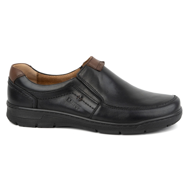 Kampol Zapatos informales sin cordones de piel para hombre 58KAM, negro