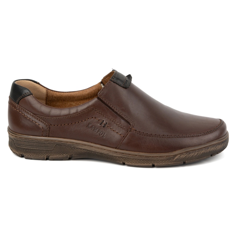 Kampol Zapatos informales sin cordones de piel para hombre 58KAM, marrón