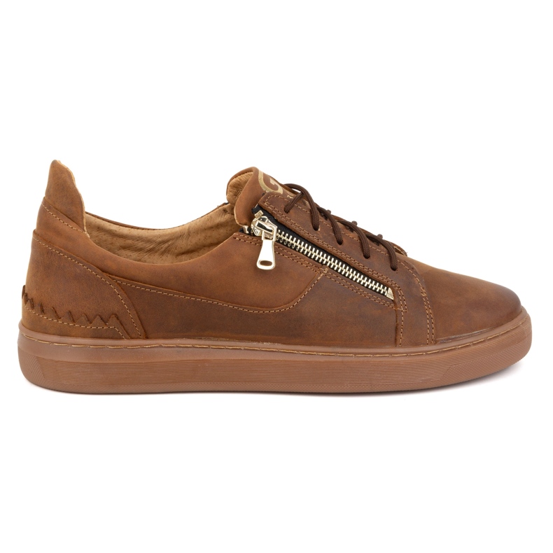 Zapatos casual de hombre fabricados en piel natural POLBUT 2125 marrón camel