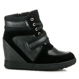J. Star Zapatos de cuña con cordones negro