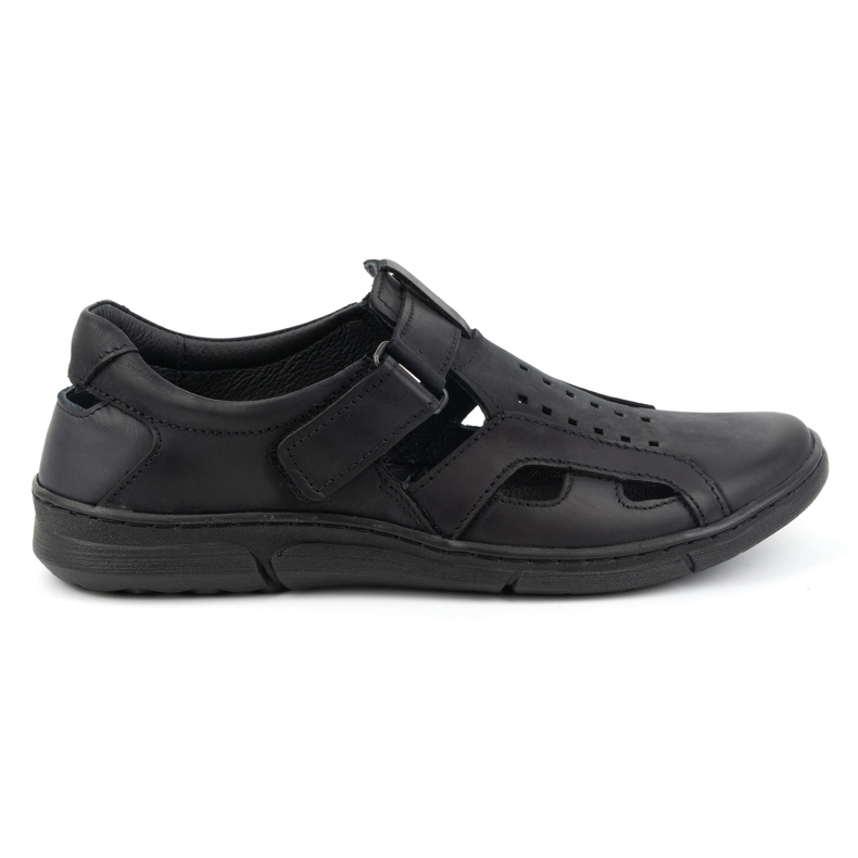 Olivier Zapatos de hombre de piel, ventilados y sin cordones con velcro 312KZ Negro
