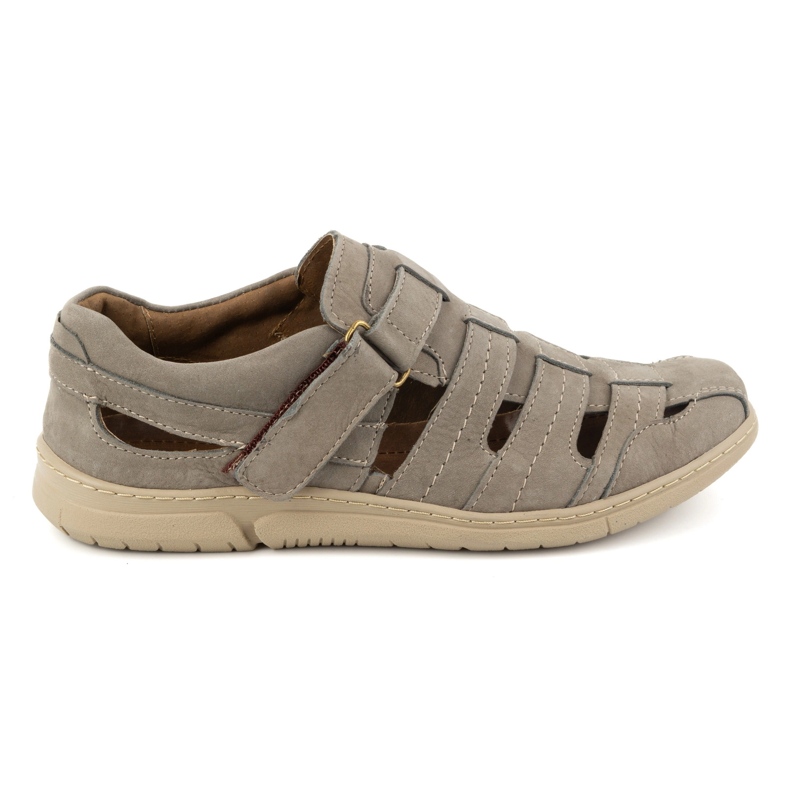 KOMODO Zapatos de hombre, piel, zapatos ventilados con velcro 931K, oliva verde