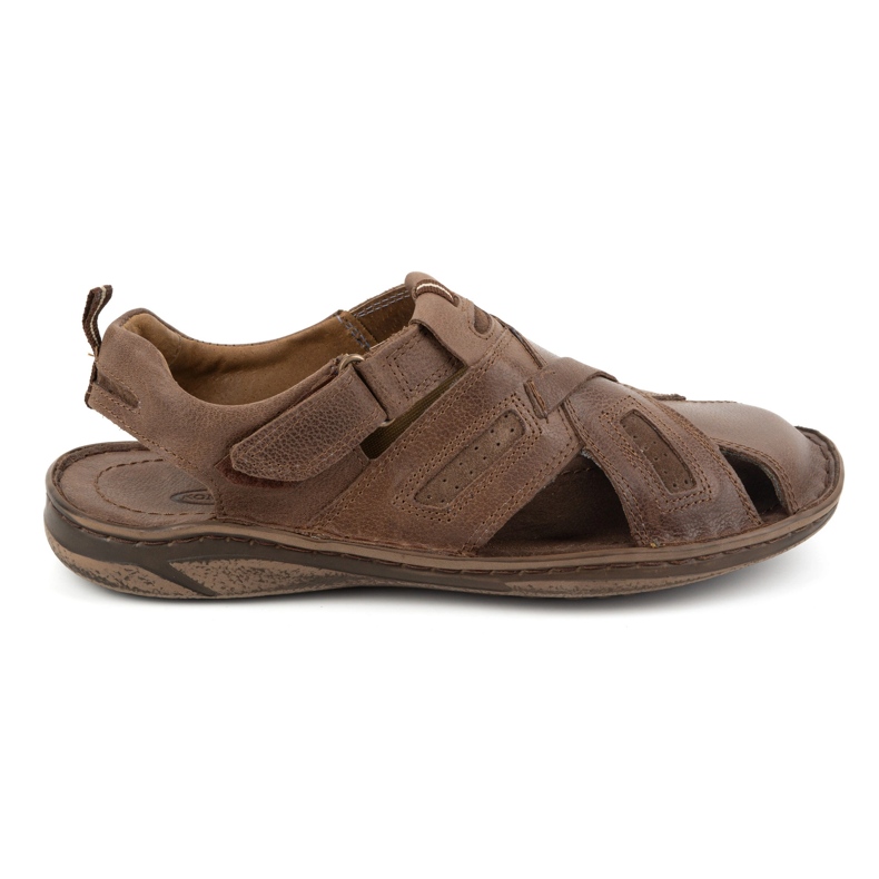 KOMODO Sandalias hombre piel con velcro 523K, marrón