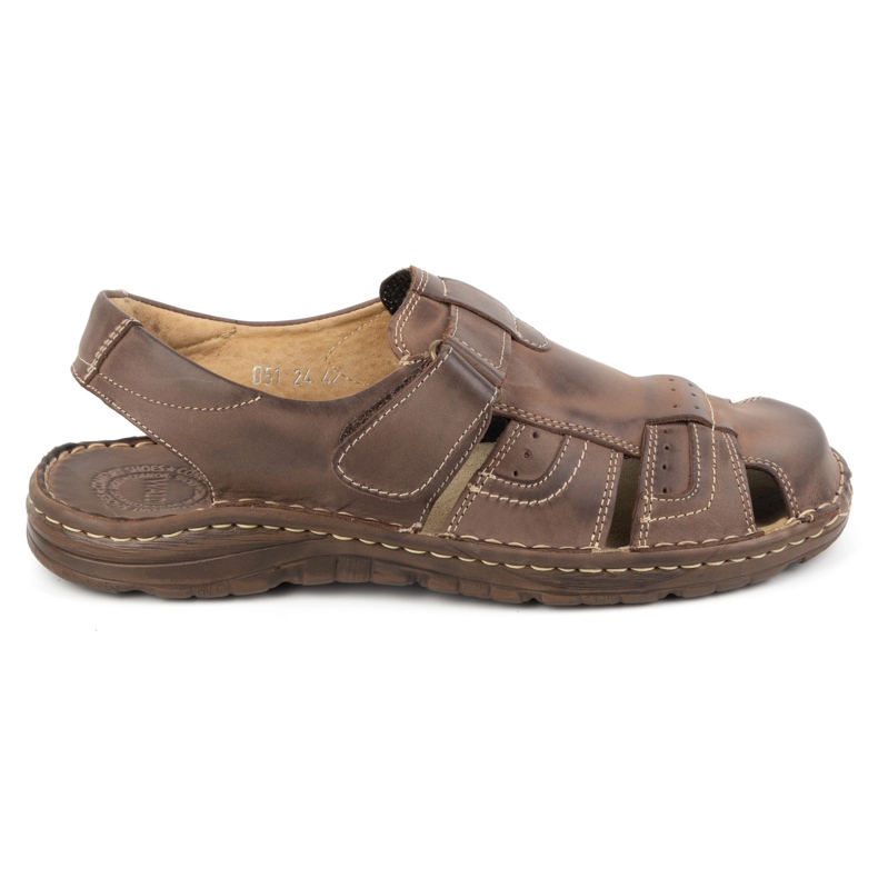 Olivier Sandalias clásicas hombre piel con velcro 0051 marrón