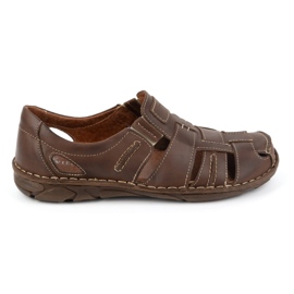 Olivier Zapatos sin cordones de verano para hombre en piel 902MP, marrón