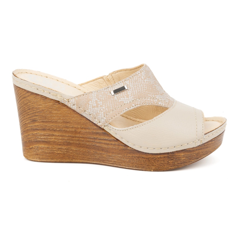 Olivier Sandalias cuña mujer piel 1127 beige