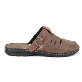 Olivier Chanclas clásicas de hombre de piel con tira en el talón 0045 marrón