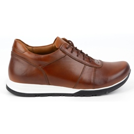 Olivier Zapatos con alzas hombre en piel con cordones Sport Style 408KZ + 3 cm marrón
